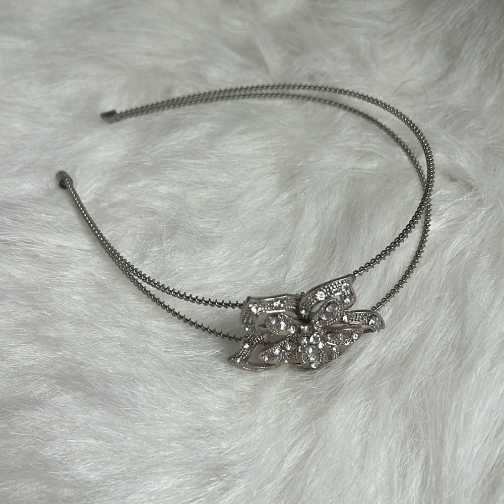 Silver and diamond metal headband tiara